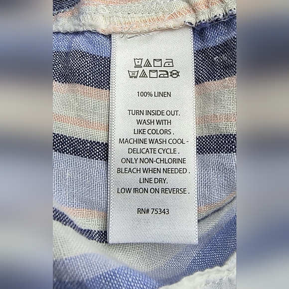 Artisan Ny Striped 100% Linen Nautical Vacation Shorts in Blue&White 14 - Picture 4 of 9